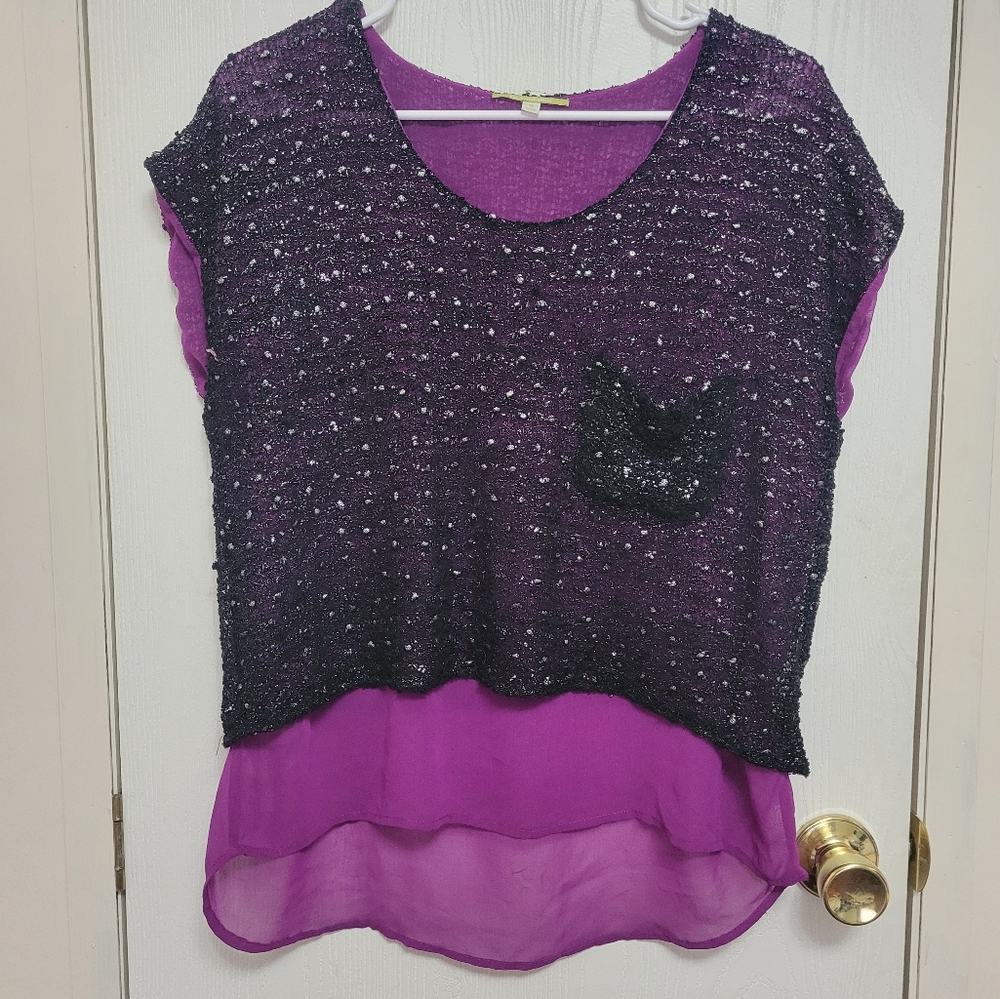 Elegant Purple Sequin Top